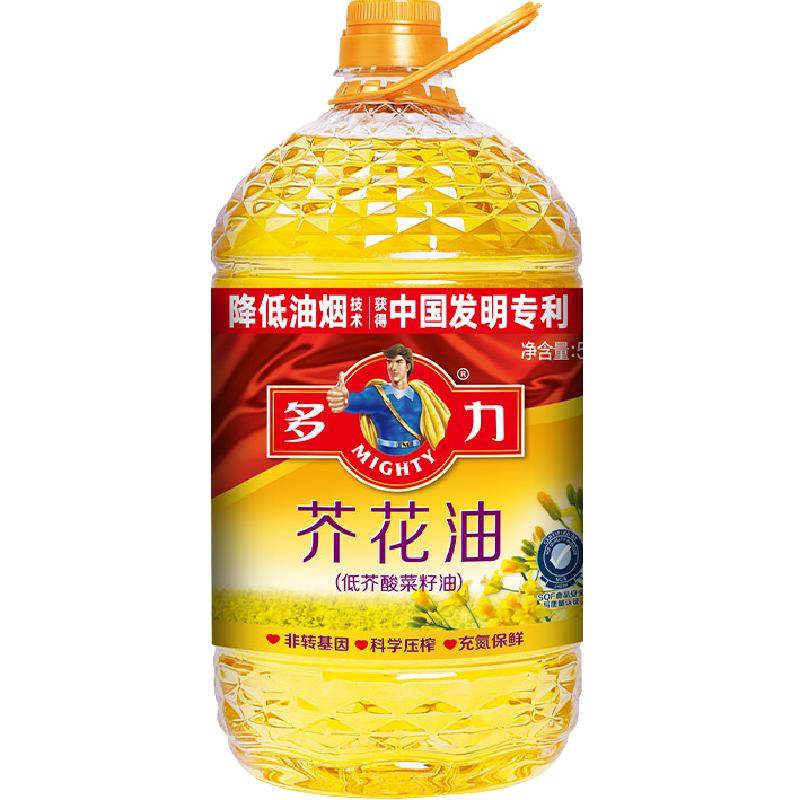 多力芥花油5L低芥酸菜籽油非转基因物理压榨食用油桶装健康好油