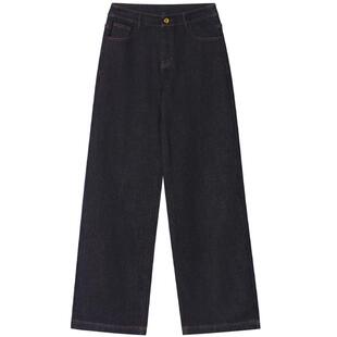 ToyzY原色加绒牛仔裤女直筒宽松阔腿裤2025冬新款ZC35520220