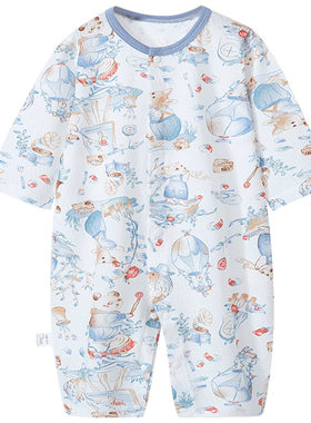 婴儿连体衣夏季薄款纯棉哈衣爬服
