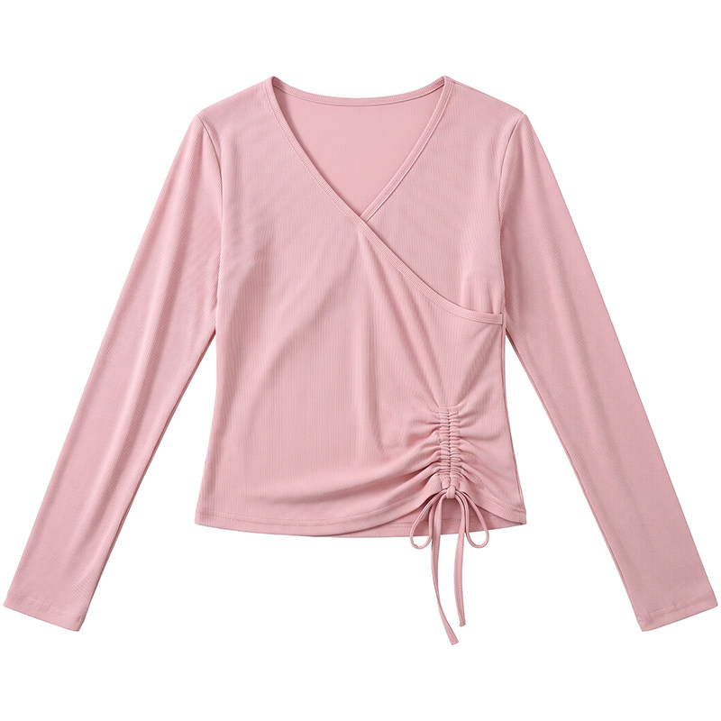 现代舞长袖形体艺考古典舞服女舞蹈上衣练功服成人显瘦拉丁舞V领