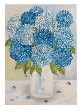 蓝色绣球花民宿玄关客厅装饰画