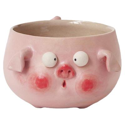 言下新品可爱猪猪餐饮具酸奶碗饭碗釉下彩安全粉色小清新陶瓷原创