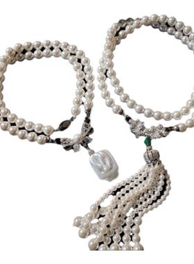 轻奢2024年新款小众豹头项链珍珠