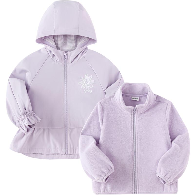 巴拉巴拉童装女童软壳衣儿童连帽外套2025春秋装新款两件套舒适潮