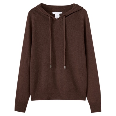 水云间咖色纯羊毛针织衫上衣女连帽套头毛衣长袖宽松2025秋冬新款