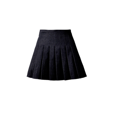 女赛车手俏云曦洗水牛仔棉百褶裙