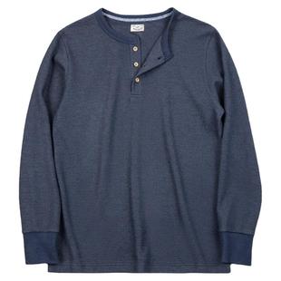 马登工装 美式复古华夫格针织亨利衫修身阿美咔叽纯色长袖T恤男春