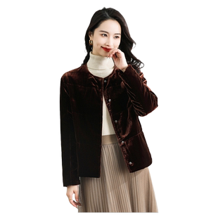 真丝丝绒白鹅绒保暖外套2025秋季新款气质时尚轻薄羽绒服女短款