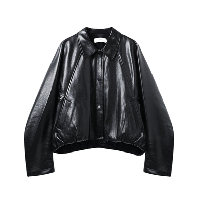 西町村屋复古感皮衣女装2025秋季新款翻领短款百搭外套XXAC10067