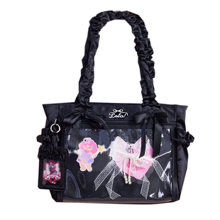 LOLA DESIGN艾米莉丝带单肩痛包 日系少女原创设计休闲缎面托特包