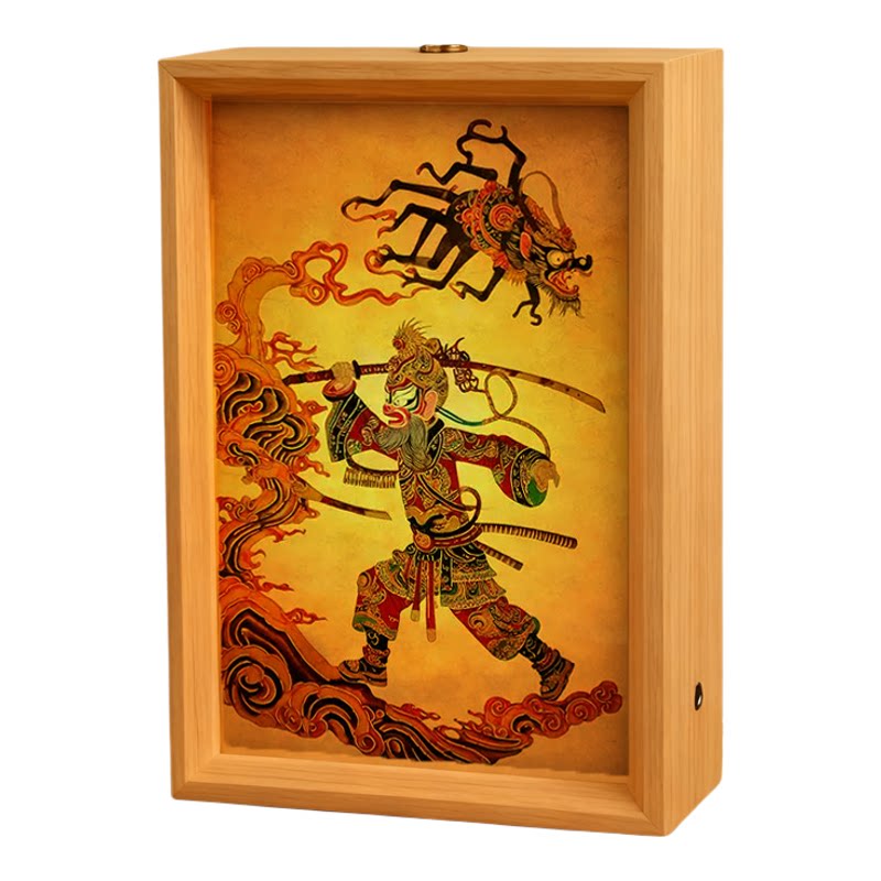 中国非遗皮影戏相框小夜灯摆件