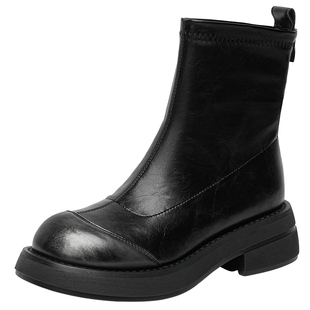 戈美其短靴女2024春秋新款美拉德切尔西单靴复古马丁靴增高瘦瘦靴