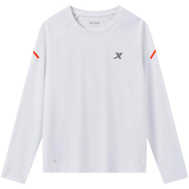 特步童装中大童透气速干儿童运动上衣中大童男童圆领套头长袖T恤