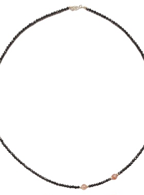 天然黑水晶珍珠项链女小米珠颈链