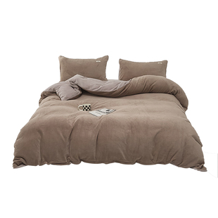 冬季纯色牛奶绒被套单件 保暖珊瑚绒双人200x230cm被罩加绒150200