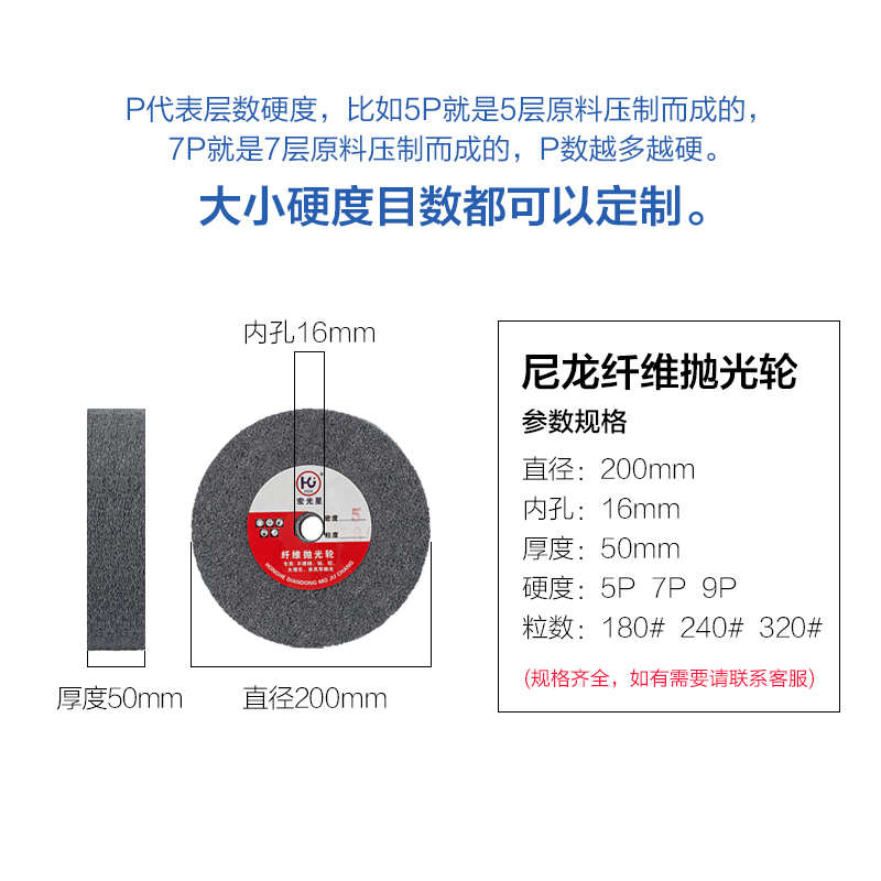 宏光尼龙抛光轮家具不锈钢铜铝抛光石250 金属不锈钢铝合金研磨轮