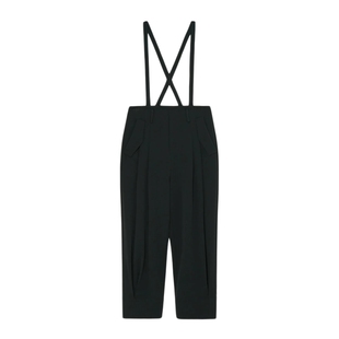 黑色裤子秋季高腰百搭九分裤洋气减龄背带裤5E3K74082