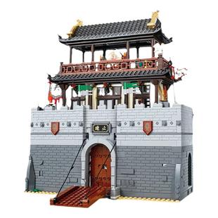 迪库积木儿童益智拼装三国小侠主城墙战车模型玩具男孩子城楼拼图