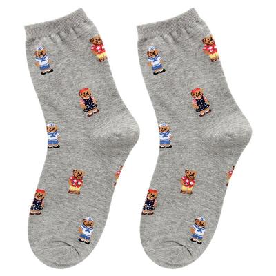 vividcolor吸汗女棉小熊中筒短袜