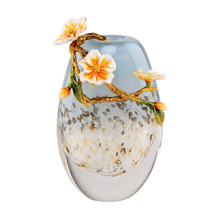 南初先生珐琅彩雪浪轻奢琉璃花瓶花器客厅书房摆件乔迁开业礼品