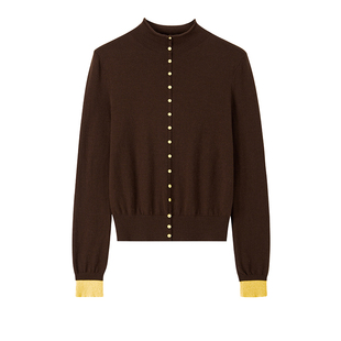 ROSELINGLING拥抱柔软保暖舒适半精纺羊毛料密密扣半高领打底毛衫