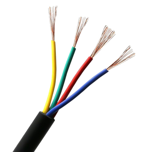 四芯纯铜电源线RVV4芯0.12 0.2 03 0.5 0.75平方纯铜芯护套控制线