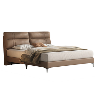 喜临门现代简约真皮床高端大气主卧真皮大床2025新款双人床 摩卡
