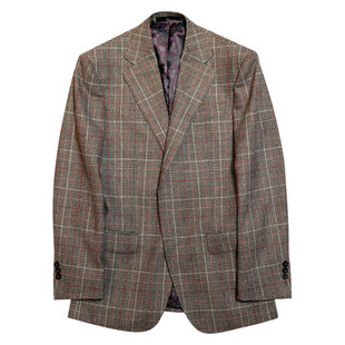 秋冬亲王格灰色褐色咖啡色量身定做半麻修身上海实体西装西服定制