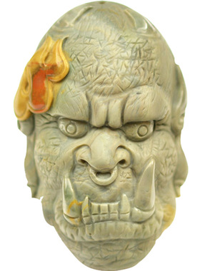 天然阿拉善玛瑙玉降罗汉男吊坠