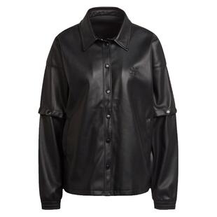 Adidas阿迪达斯三叶草女子休闲TRACKTOP可拆卸皮衣夹克外套HF2021