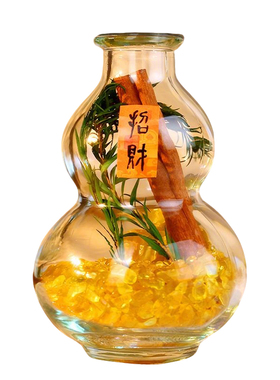 天然肉桂玻璃葫芦福禄摆件