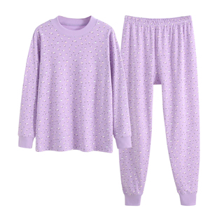 中老年人女士半高领套头纯棉秋衣秋裤套装加肥大码妈妈装打底内衣