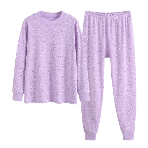 中老年人女士半高领套头纯棉秋衣秋裤套装加肥大码妈妈装打底内衣