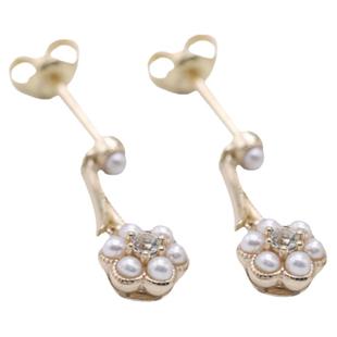 Stéphane 斯特凡的午后 超美mini强光近正圆淡水珍珠925纯银耳钉