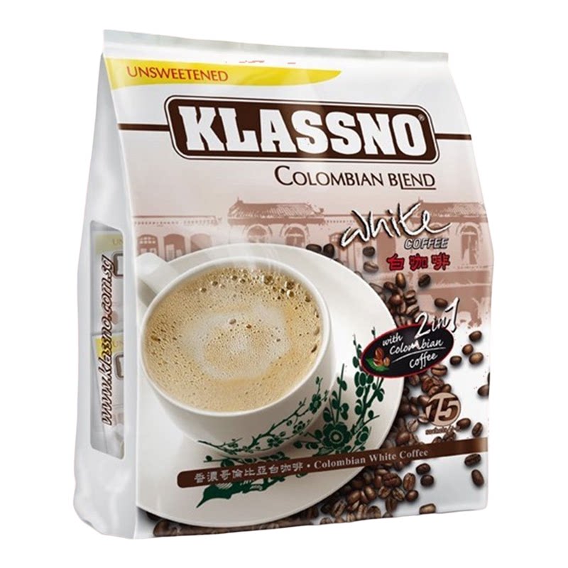 Klassno卡司诺咖啡哥伦比亚白咖啡无糖2袋装香浓醇香上班族提神版