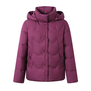 恒源祥彩羊短款羽绒服女款妈妈装冬季加厚奶奶款中老年人保暖外套