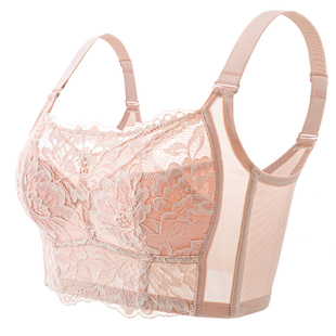 抹胸式大胸显小文胸超薄款无钢圈防走光防下垂调整型矫正内衣女夏