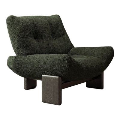 复古单人沙发椅侘寂风实木椅