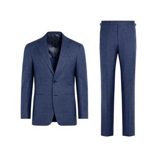SUITSUPPLY西服中蓝色羊毛混纺男士西装套装正装