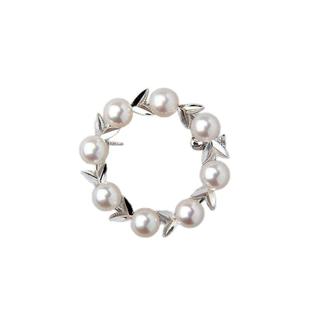 日本akoya海水珍珠圆环胸针5.5-6.0mm银阿古屋wsp真珠肌秋冬ins
