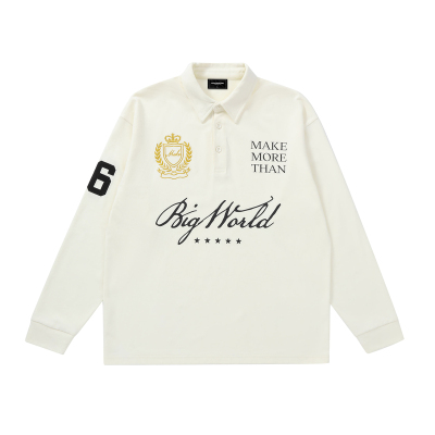 Makemore失序高校翻领长袖polo男