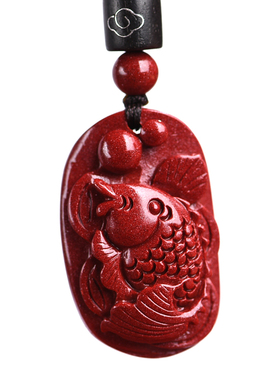 好运锦鲤正品朱砂吊坠女生项链