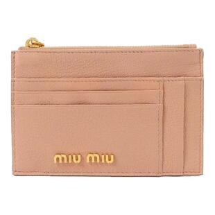 中古vintage二奢MiuMiu缪缪女A级95新cardcase卡包牛皮卡包粉色