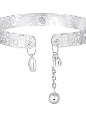 新中式国潮古法银手镯女生纯银999足银年轻款小众设计送女友礼物