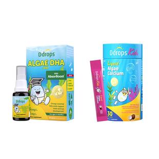 【套装】Ddrops滴卓思藻油DHA婴幼儿专用ARA+海藻钙镁锌液体钙