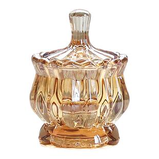 法式轻奢水晶玻璃牙线盒高档西餐厅创意调味罐糖果收纳罐牙签罐