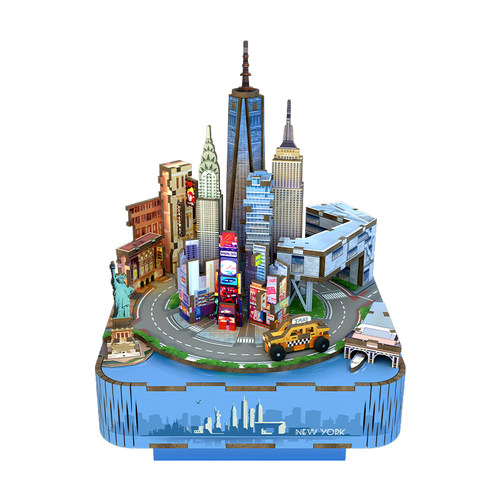 同趣文创摩登纽约diy拼装音乐八音盒旅游纪念品创意生日礼物女