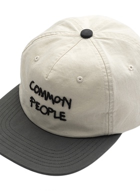 COMMON SCENTS复古水洗全棉“COMMON PEOPLE”平檐刺绣印花棒球帽