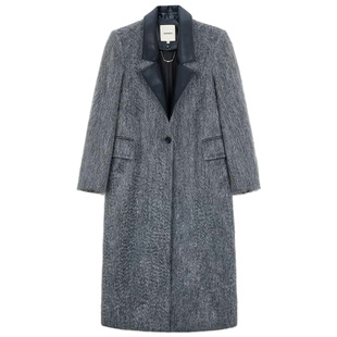 CROWNLESS未冕重磅设计高级感马海毛呢大衣女长款冬季加厚外套