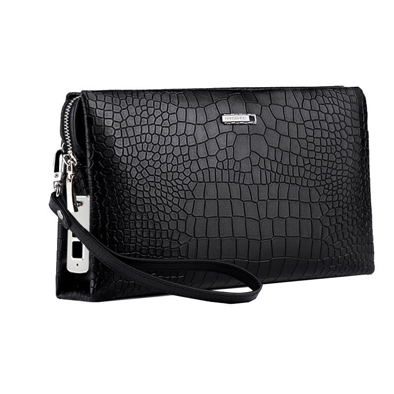 手拿包男士真皮高档大容量指纹解锁手包2025新款夹包商务钱包抓包